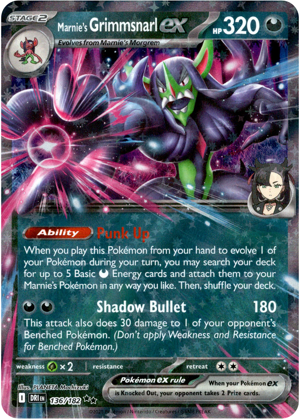 Destined Rivals Marnies Grimmsnarl EX 136/182